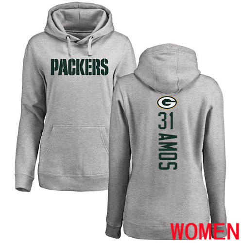 Green Bay Packers Ash Women #31 Amos Adrian Backer Nike NFL Pullover Hoodie Sweatshirts